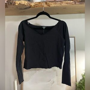 NWT Wild Fable Black Long Sleeve Deep V-Neck Top